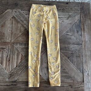 Cat & Jack Yellow Floral Kids Yellow Girls Leggings Slim Medium 7/8